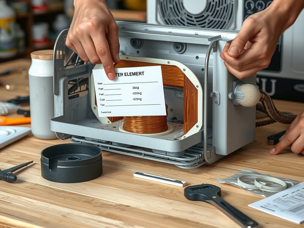 Peças de ar-condicionado e etiquetas de preço