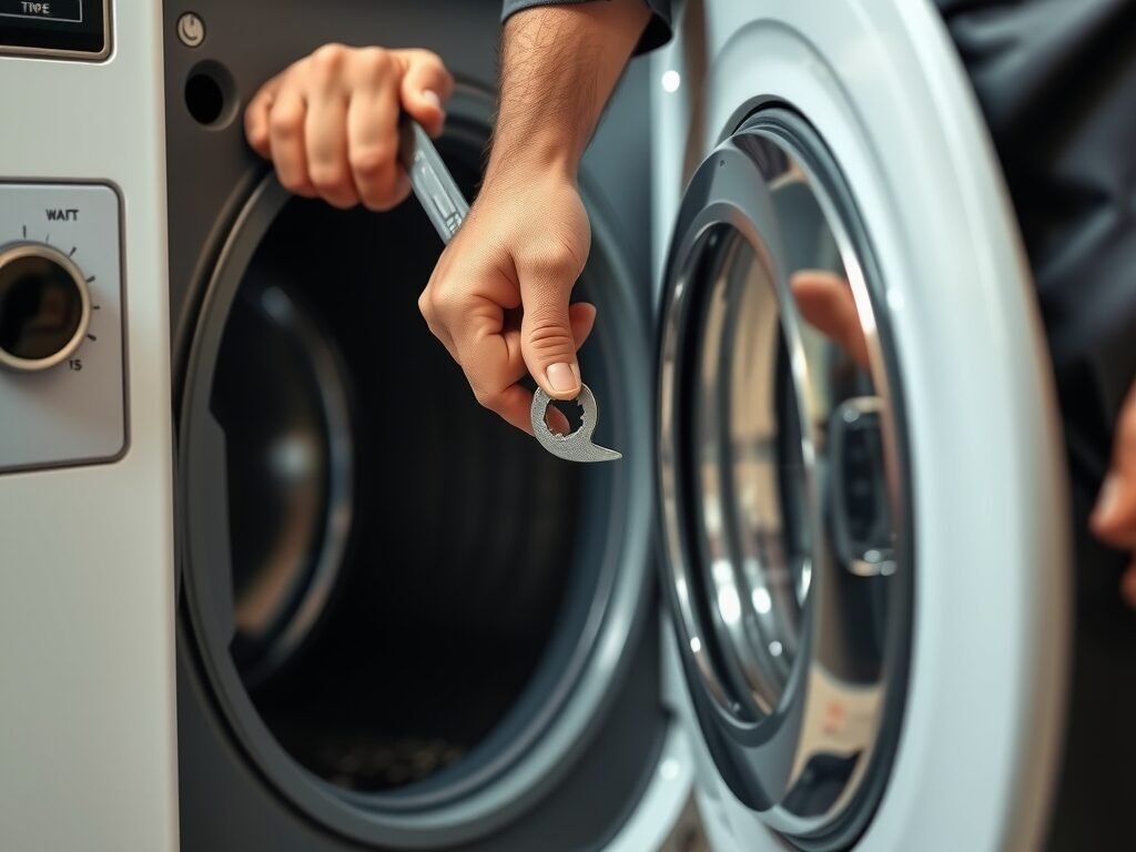 Técnico pronto para conserto da máquina
