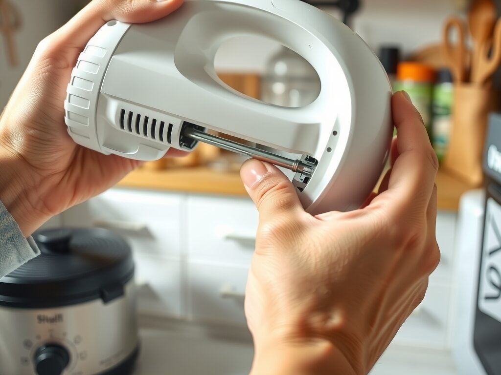 Verificando a batedeira desligada na bancada