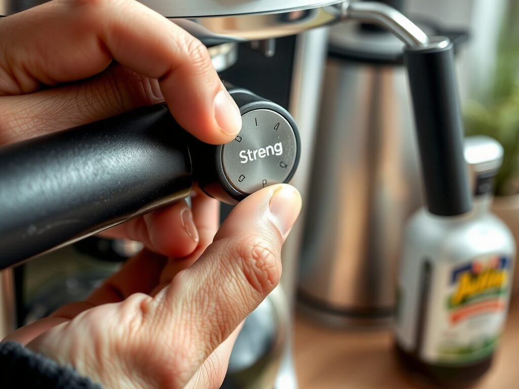 Ajuste do seletor de intensidade da cafeteira