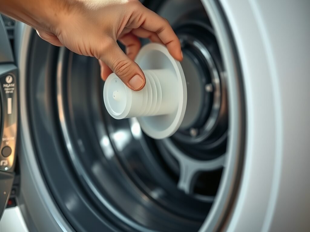 Mão removendo o filtro da bomba de drenagem