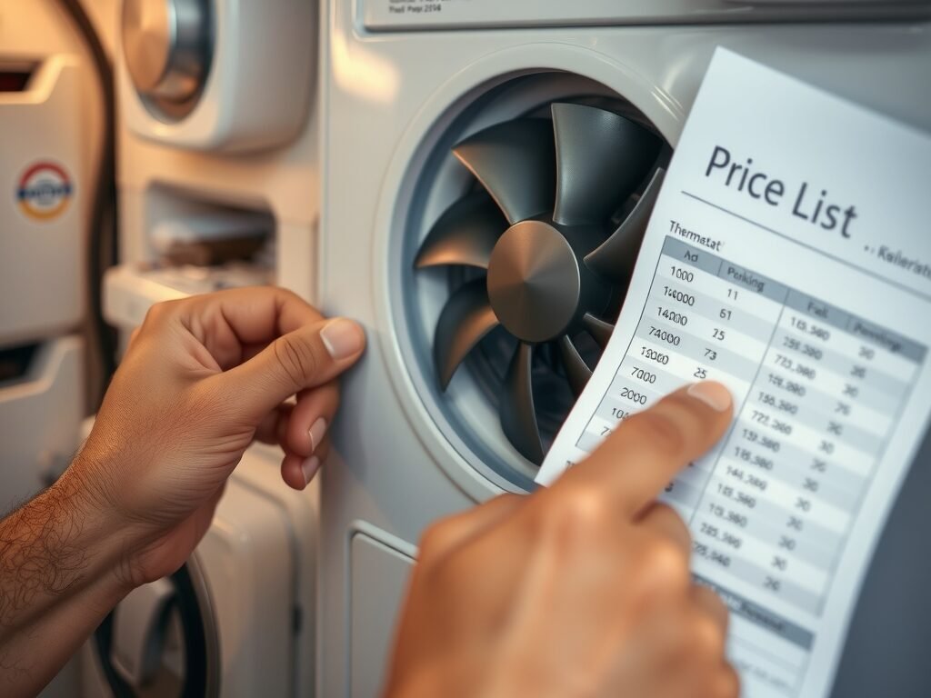 Lista de preços estimados para peças de geladeira