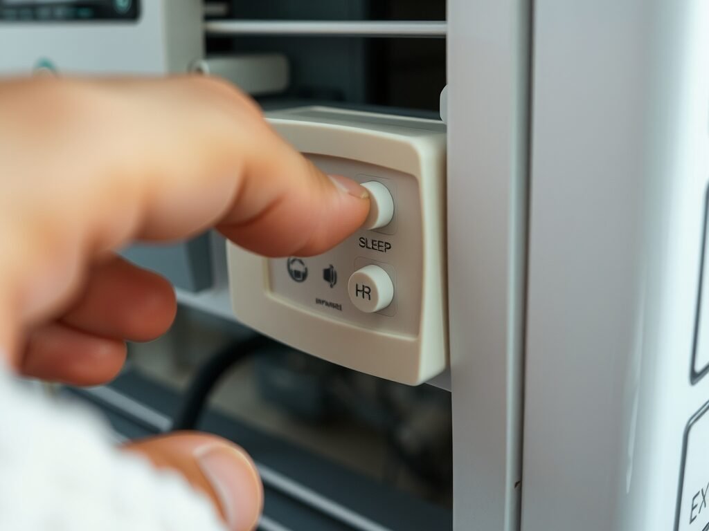 Detalhe do controle com botões Eco, Sleep e Swing