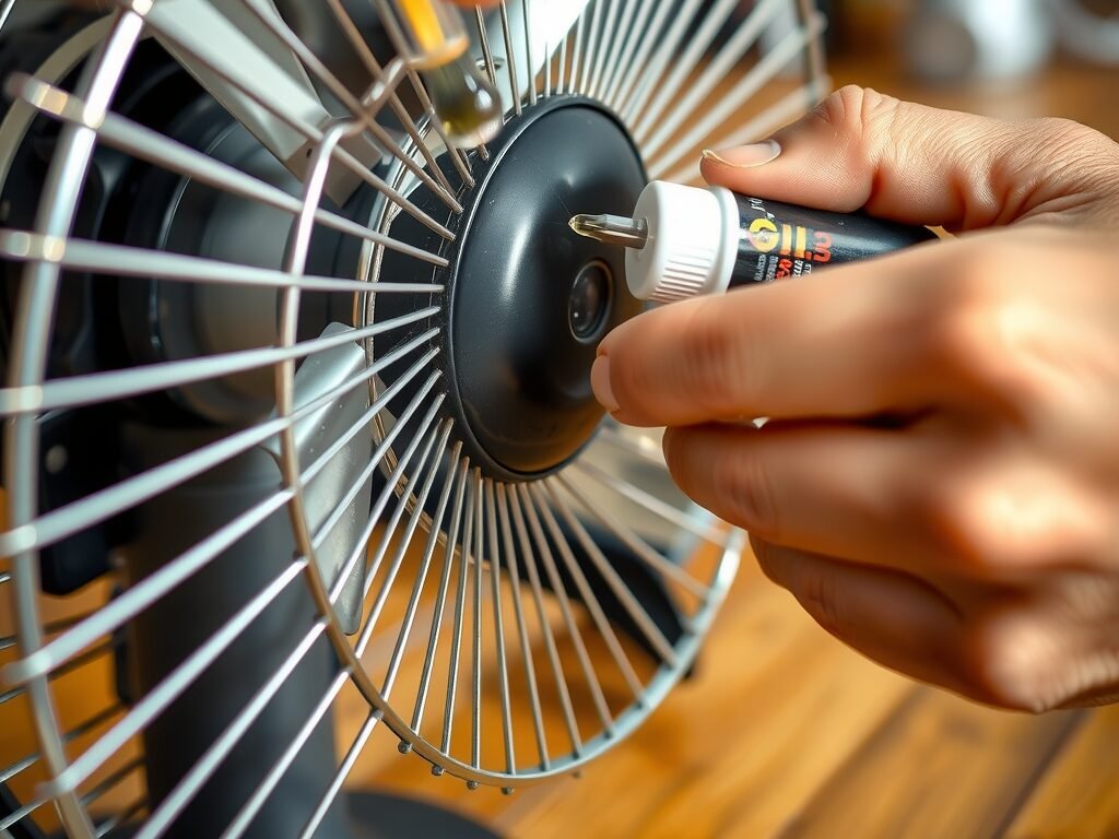 Lubrificando eixo do ventilador de mesa