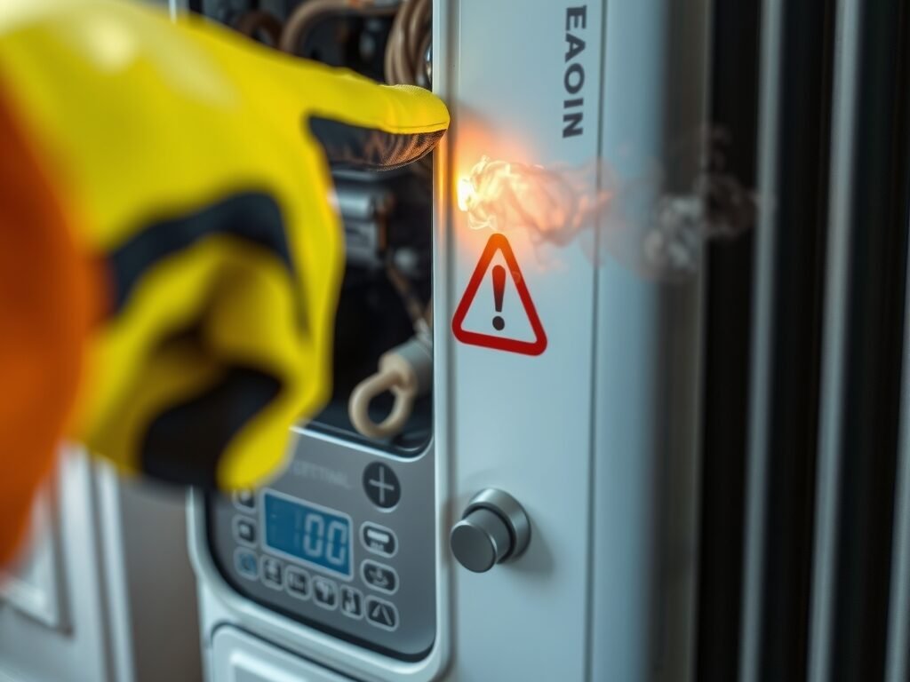 Sinal de problema no aquecedor, indicando necessidade de técnico