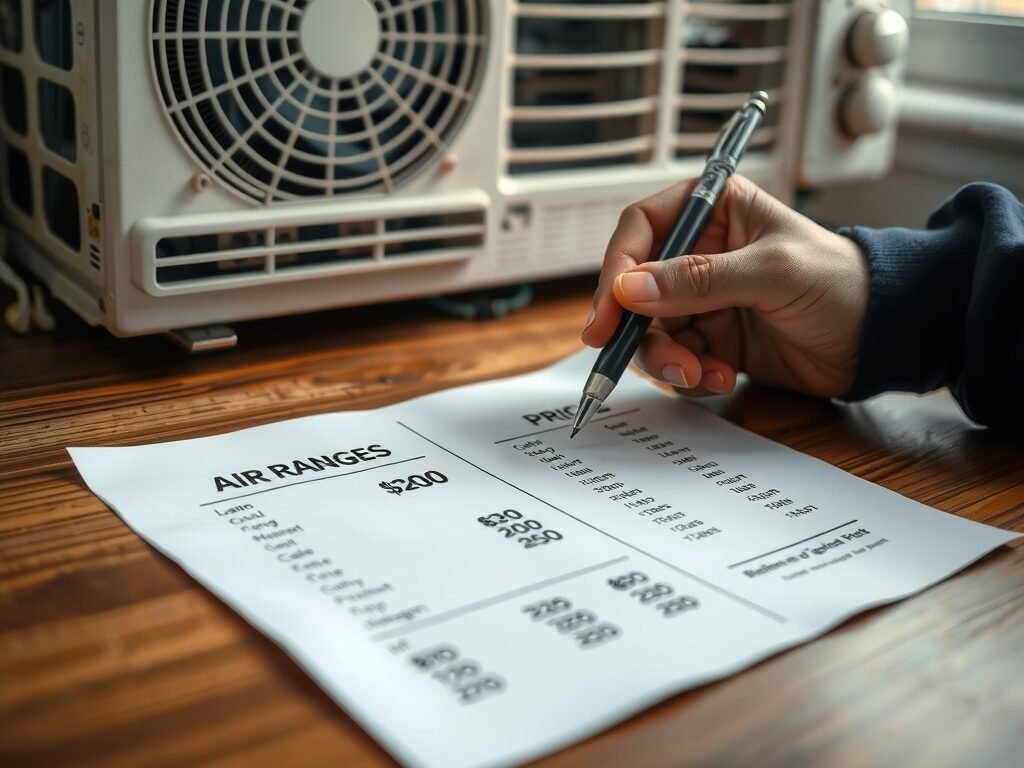 Tabela de custos estimados para reparos