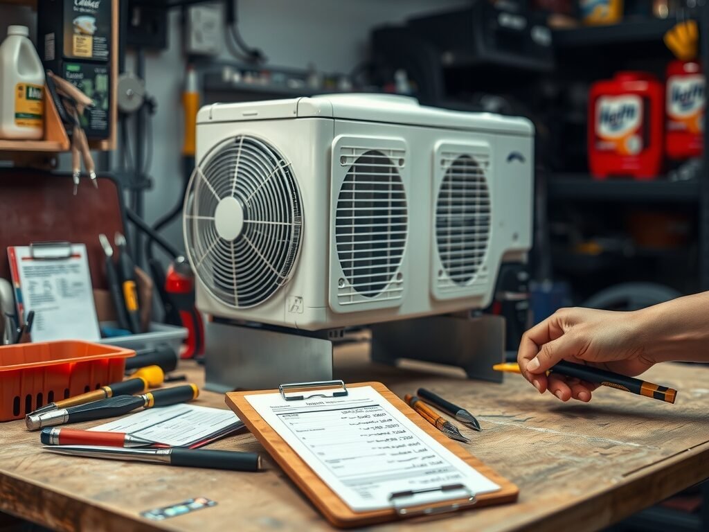 Peças e ferramentas para reparo de ar-condicionado