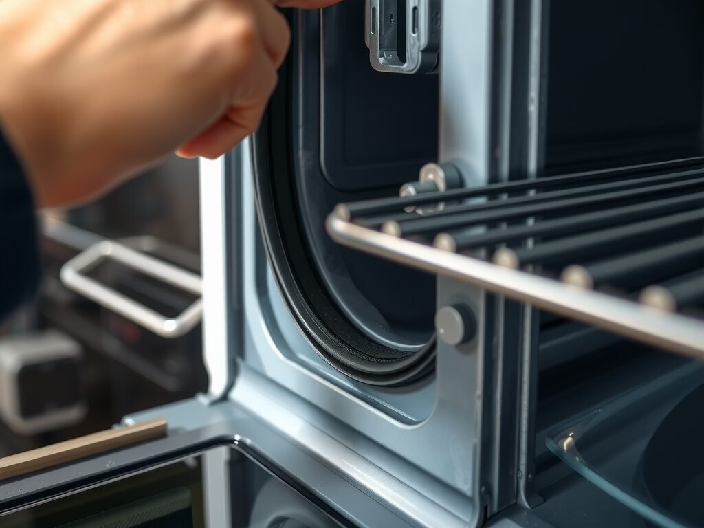 Vedação da porta do forno com borracha desgastada