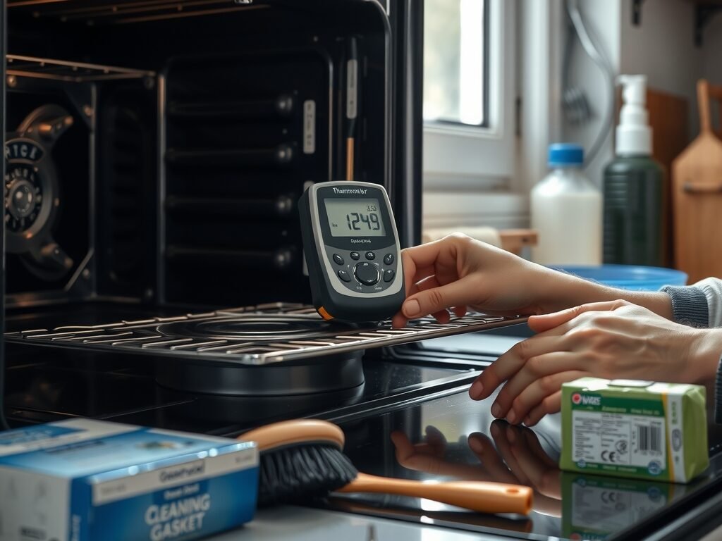 Termômetro dentro do forno para checar temperatura