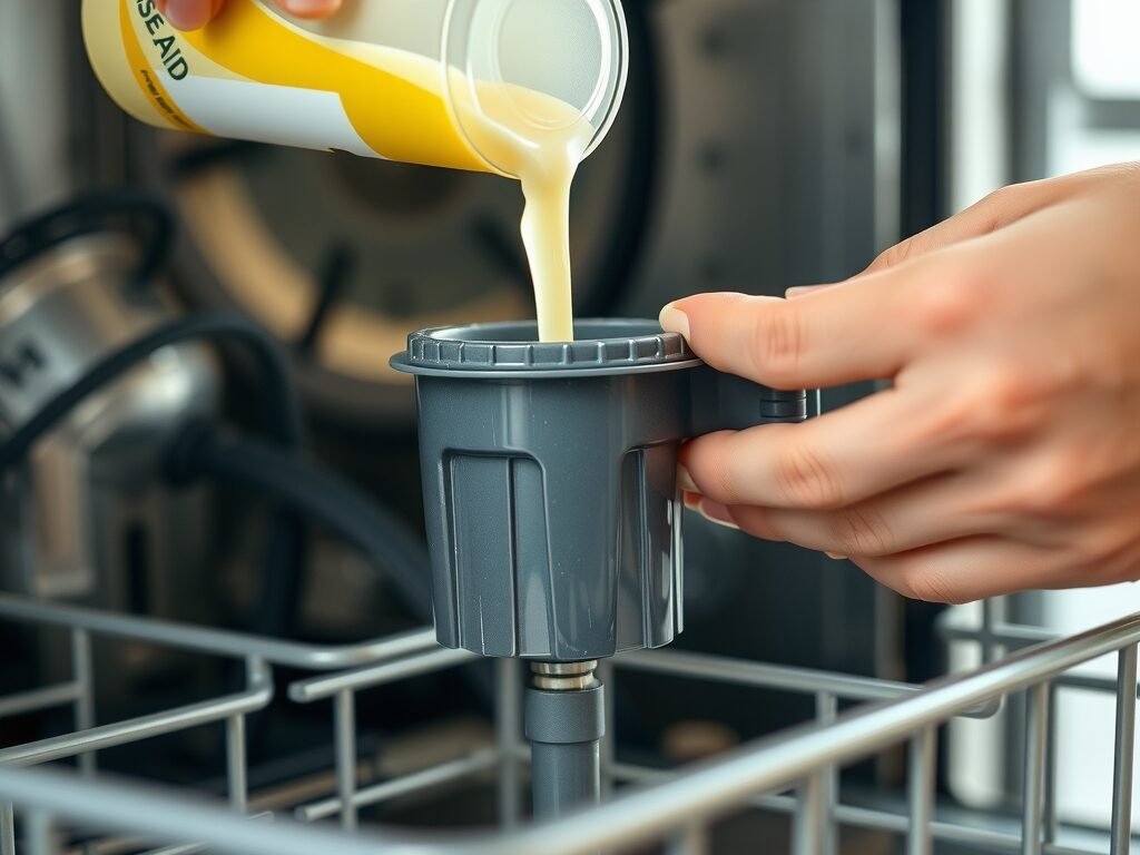 Mão despejando abrasivo no compartimento
