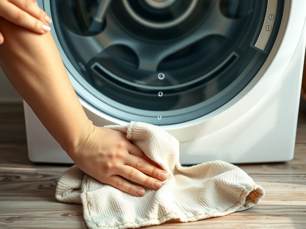 Tecido absorvendo água que escapa da máquina