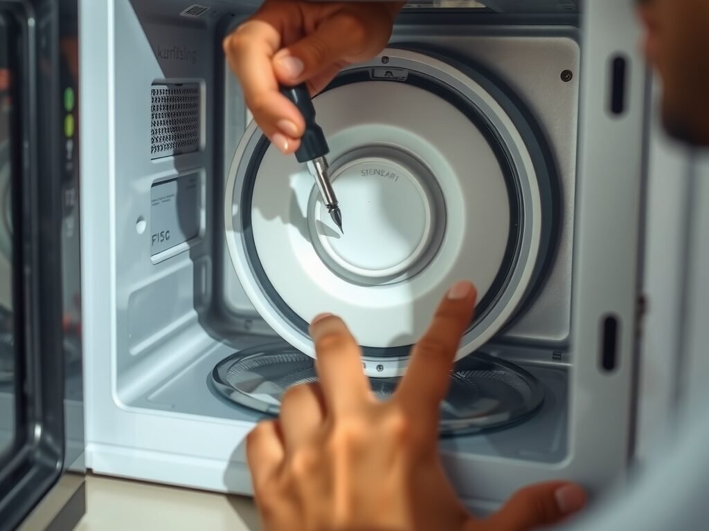 Ajuste de parafusos internos do micro-ondas